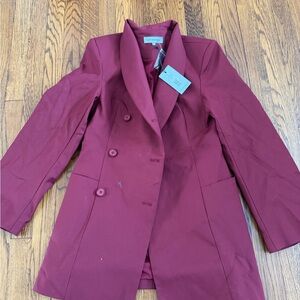 WeWoreWhat Burgundy Double-Breasted Blazer